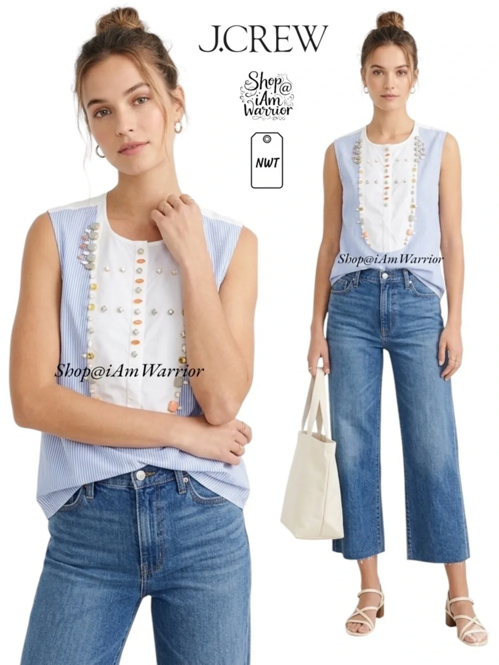 J.Crew NWT jeweled bib sleeveless top *shop@iamwarrior